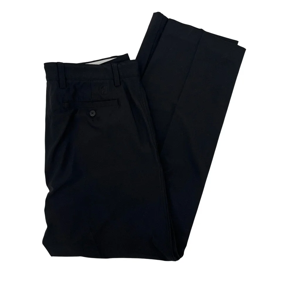 FootJoy Mens Performance Golf Pants Black Stretch Straight Leg W36 L32‎ FJ Logo